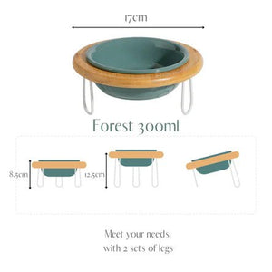 FurBub Ceramic Bowl with Bamboo Stand